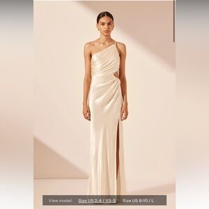 Shona Joy La Lune Asymmetrical Gathered Maxi Dress - Cream